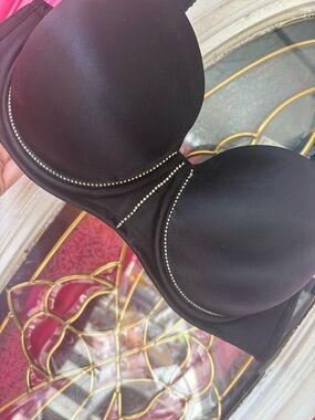 Black Strapless Rhinestone-Accent Push-Up Bra